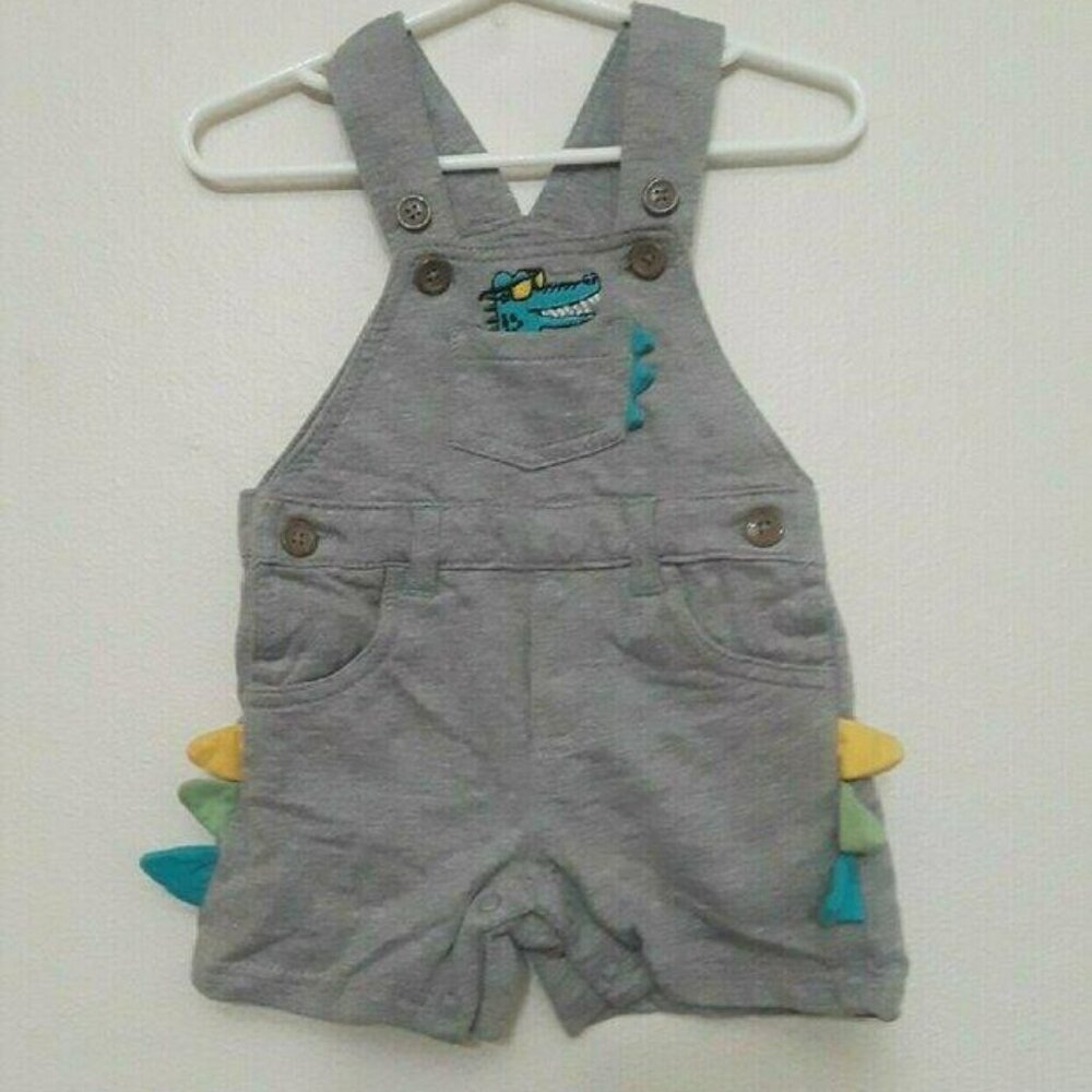 Gray Dinosaur Kids Overalls